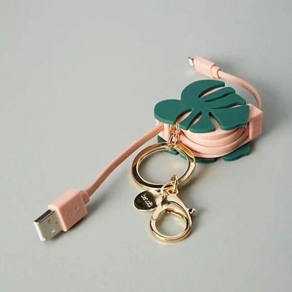 Ban.do - Retractable Charging Cord Keychain - Palm Leaf Design - Brand New - Picture 2 of 4